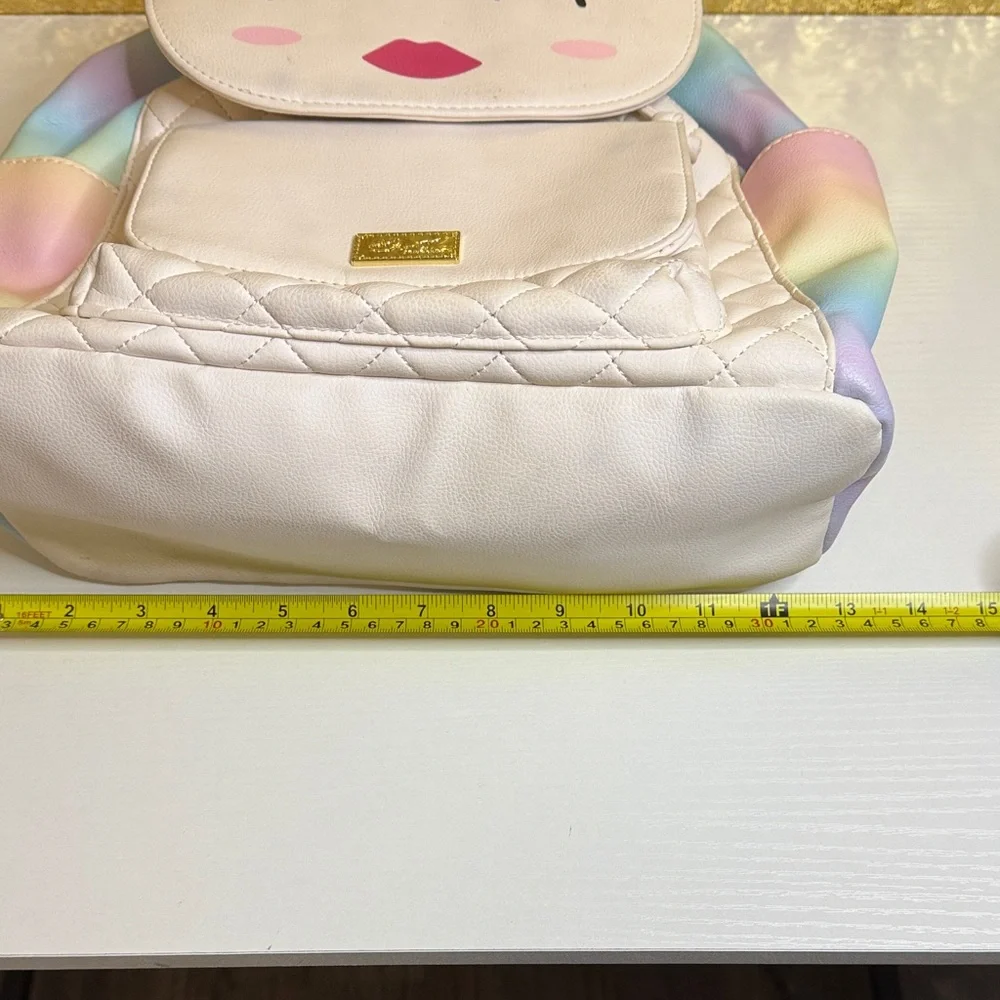 Luv Betsey Johnson Unicorn Cat Face Drawstring Backpack quilted